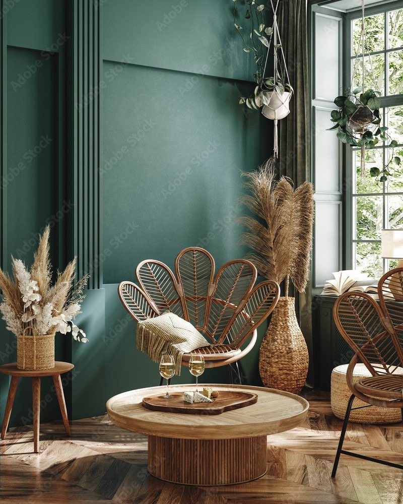 Green Living Room - Cane furniture